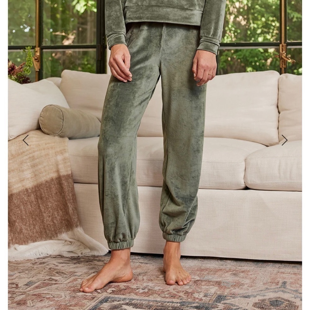 Summersalt Women's The Plush Velour Jogger Sz S Olive Green Pull On Pants.